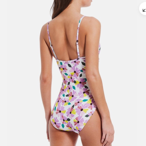Kate Spade Floral Womens Wallflower Draped Molded Cup One Piece Size XS - Picture 2 of 9